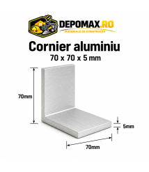 Cornier aluminiu 70 x 70 x 5 mm, 6 metri (EN AW-6060) Cornier aluminiu 70 x 70 x 5 mm, 6 metri (EN AW-6060)